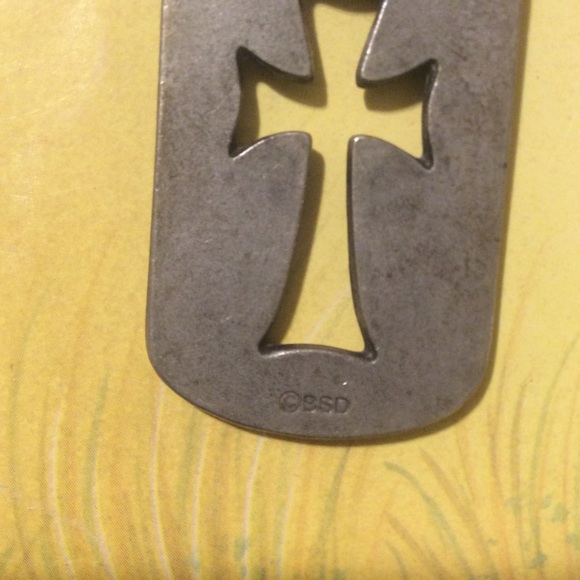 BSD cross steel/silver Necklace unisex marked 70s metal vintage unisex - Picture 2 of 3